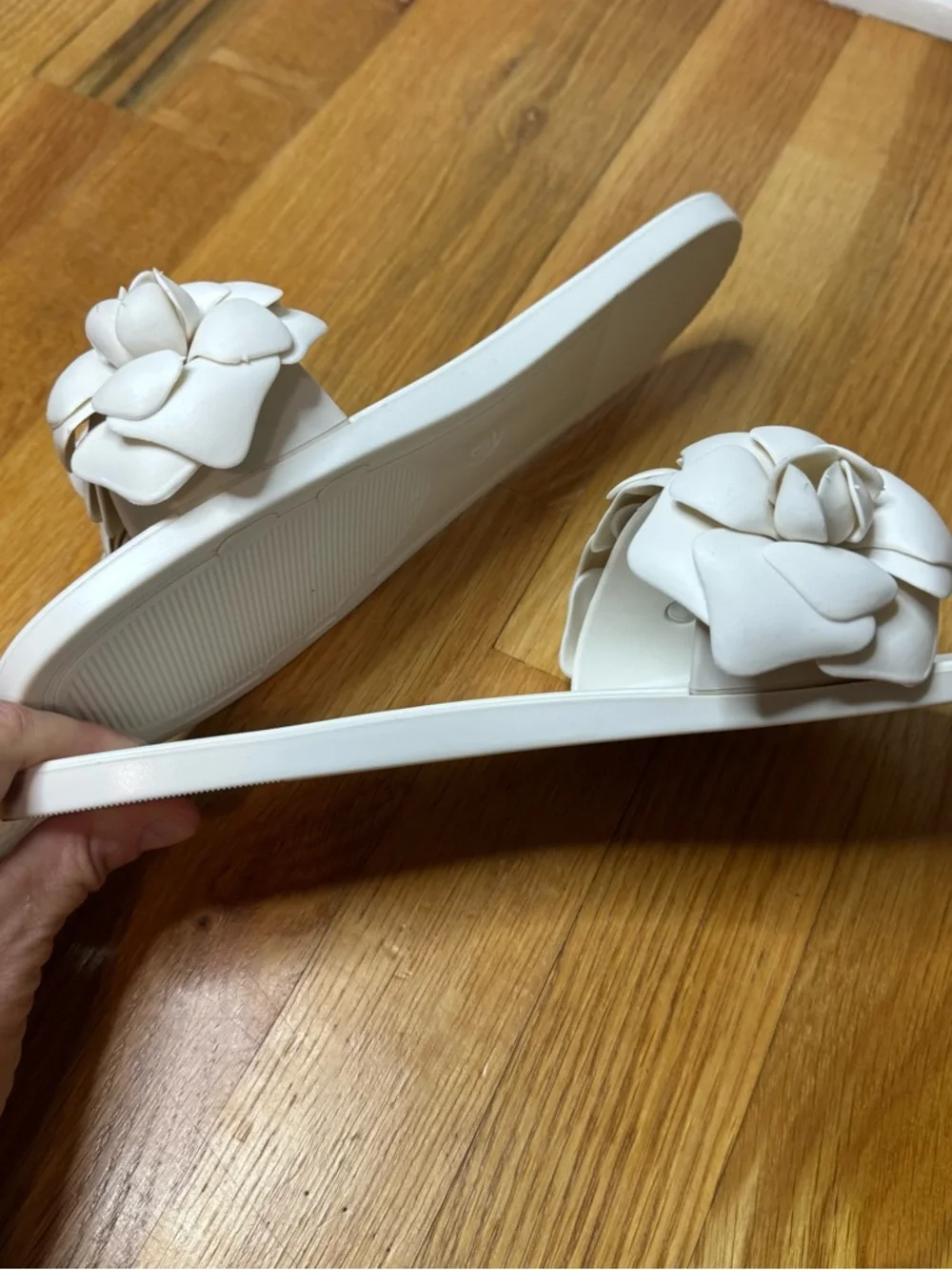 Shade & Shore Mallory Floral Jelly Slide Sandals White Women's Size 9